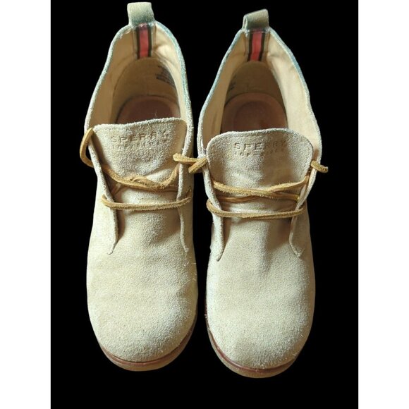 Sperry Womens Tan sz 7M Harlow Wedge Ankle Boot Winter Top Sider Suede Lace Up - Picture 2 of 12